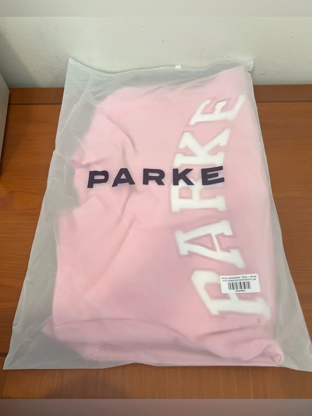 NEW Parke Varsity Mock neck Sweatshirt Its A Girl Drop Size S/M Fairy and White.